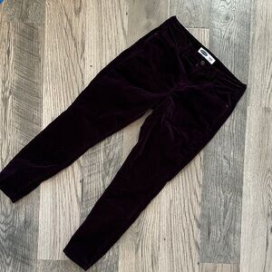 Old Navy Rockstar Super Skinny velvet pants in deep purple wine womens size 10‎